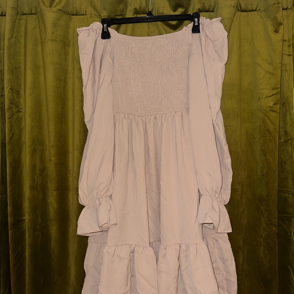 Elegant Off-Shoulder Beige Dress